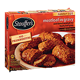 Stouffer's Family Size meatloaf; oven baked meatloaf in a homestyle gravy Left Picture